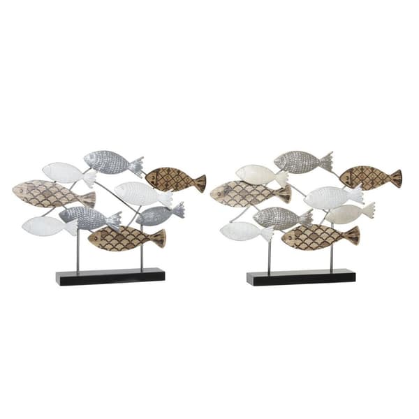 Dekorativ figur DKD Home Decor 65,4 x 9,5 x 43 cm Sort Blå Brun Spiraler (2 enheder)