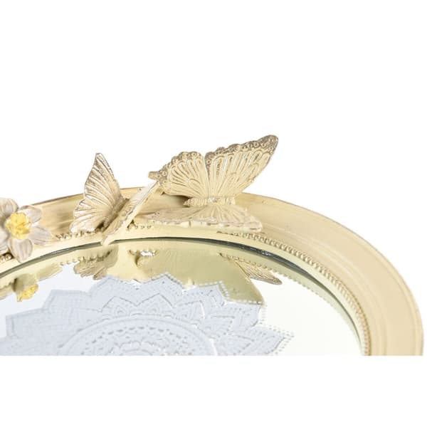 Borddekoration DKD Home Decor 24 x 22,6 x 18 cm Beige Sommerfugle