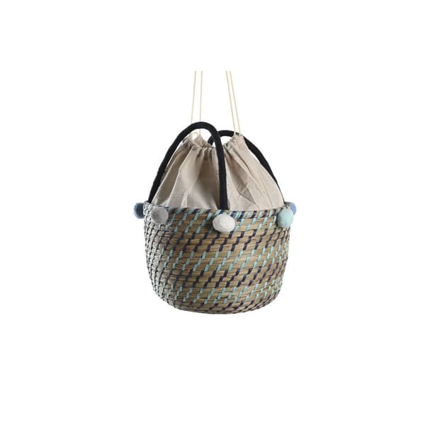 Kurvesæt DKD Home Decor Polyester Pomponer 43 x 43 x 43 cm Havgræs
