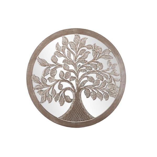 Vægdekoration DKD Home Decor 90 x 2,5 x 90 cm Ældet overflade Natur Træ Hvid Indianer mand