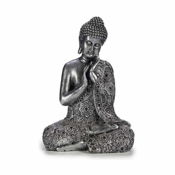 Dekorativ figur Buddha Siddende Sølvfarvet 22 x 33 x 18 cm (4 enheder)