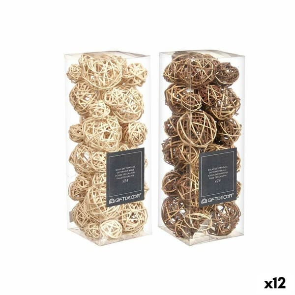 Set of Decorative Balls Brun Hvid (12 enheder)