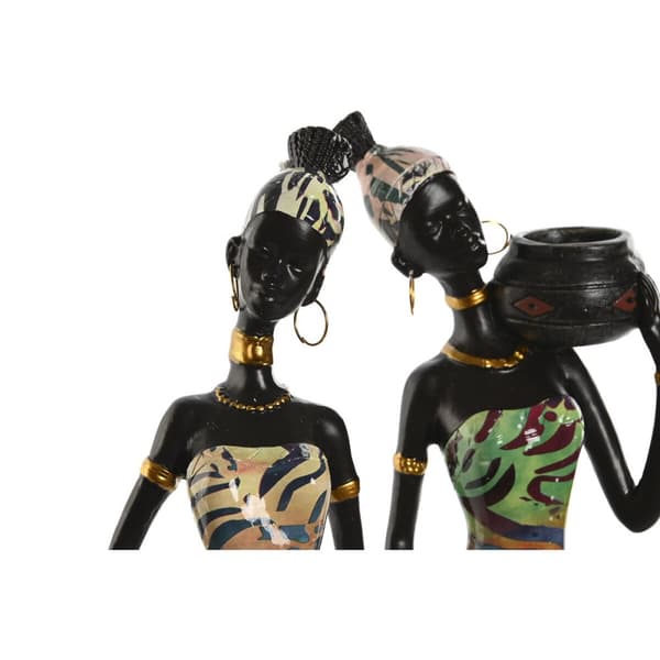 Dekorativ figur Home ESPRIT Multifarvet Afrikansk kvinde 10 x 7,5 x 38,5 cm (2 enheder)