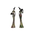 Miniatyrbillede 1 af 3: Dekorativ figur Home ESPRIT Multifarvet Afrikansk kvinde 10 x 7,5 x 38,5 cm (2 enheder)