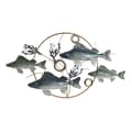 Miniatyrbillede 1 af 4: Vægdekoration Home ESPRIT Blå Gylden Middelhavet Fisk 91 x 4,5 x 50 cm