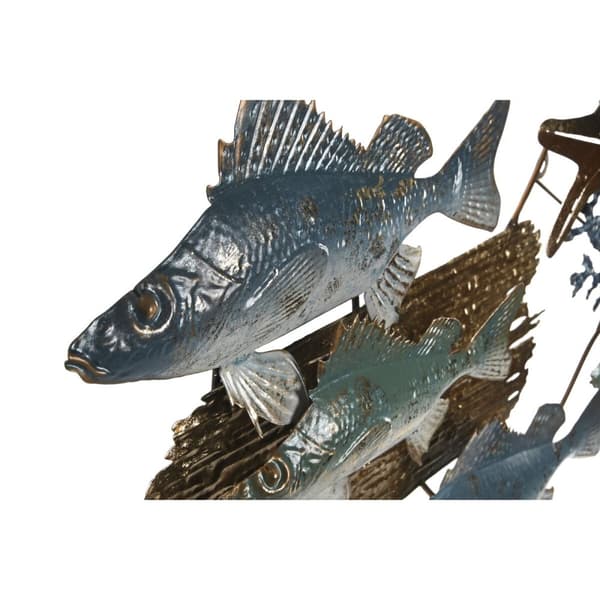 Vægdekoration Home ESPRIT Blå Gylden Middelhavet Fisk 100 x 5 x 46 cm