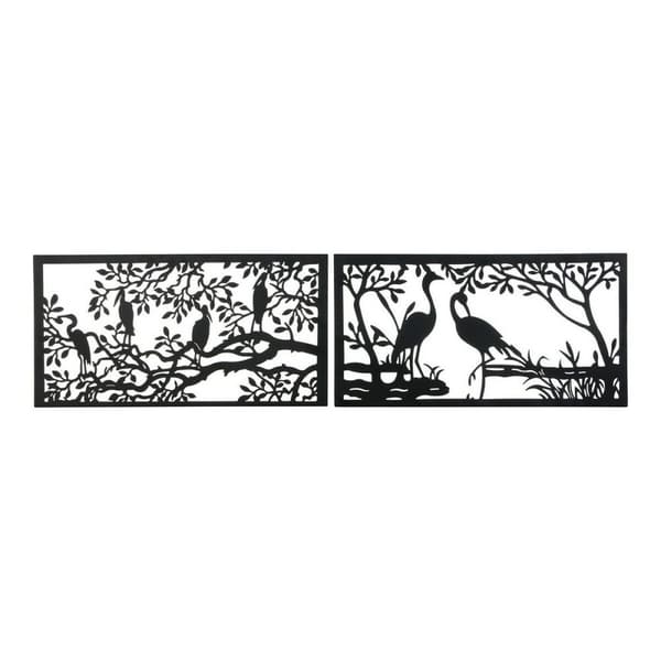 Dekorativ Figur DKD Home Decor 96 x 1 x 50 cm Svart Fugler (2 enheter)