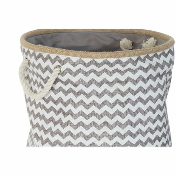 Kurv DKD Home Decor Hvit Grå Jute Sikksakk Boho 38 x 38 x 45 cm