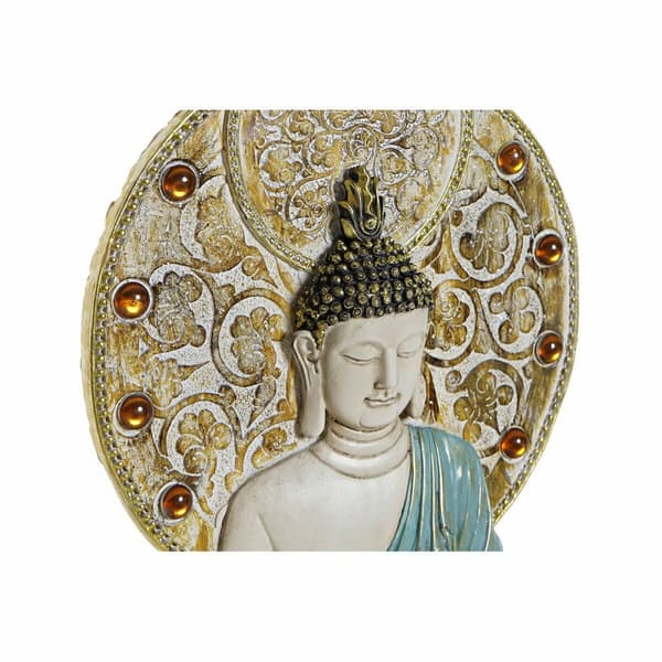 Veggpryd DKD Home Decor 20 x 4 x 30,3 cm Rød Blå Gyllen Buddha Orientalsk (3 Deler)