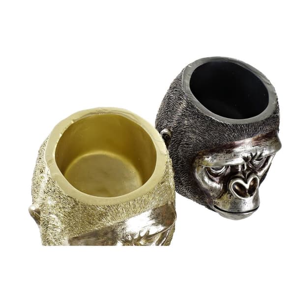 Dekorativ Figur DKD Home Decor 20 x 24,5 x 18,5 cm Sølv Gyllen Kolonial Gorilla (2 enheter)