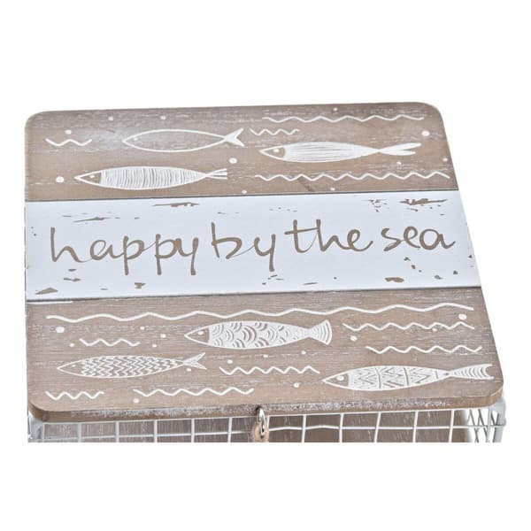 Dekorasjonsboks DKD Home Decor Hvit Brun Tre Metall Spiralar Middelhavet