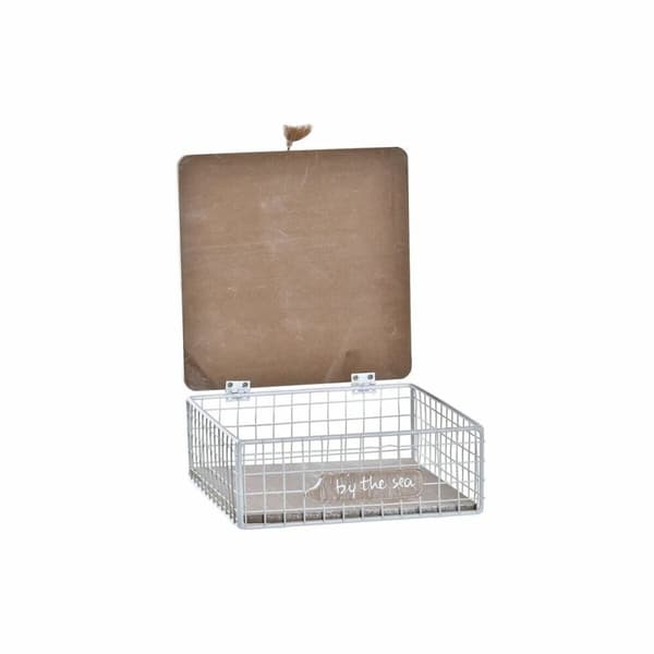 Dekorasjonsboks DKD Home Decor Hvit Brun Tre Metall Spiralar Middelhavet