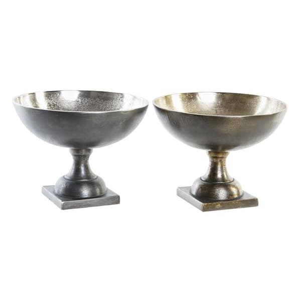 Bordduk DKD Home Decor 25 x 25 x 19 cm Sølv Gyllen Moderne (2 enheter)