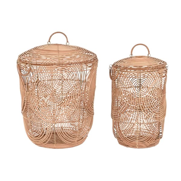 Basketballsett DKD Home Decor Naturell Lysebrun Tropisk 45 x 45 x 57 cm