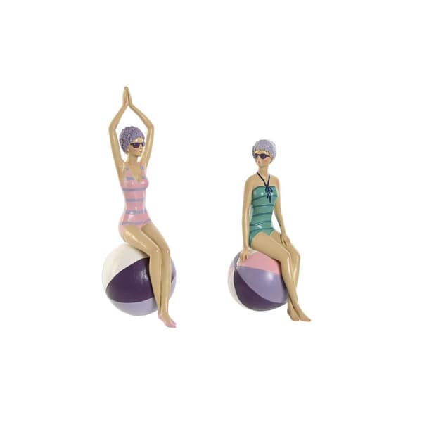 Dekorativ Figur Home ESPRIT Turkis Syrin Middelhavet 12,5 x 9 x 26,5 cm (2 enheter)