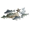 Miniatyrbilde 1 av 4: Veggpryd Home ESPRIT Blå Gyllen Middelhavet Fisk 100 x 5 x 46 cm
