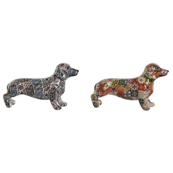 Dekorativ Figur Home ESPRIT Flerfarget Hund Middelhavet 21 x 6 x 12 cm (2 enheter)