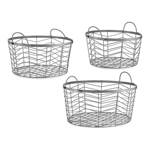 Korisetti Hopeinen Metalli 40 x 18 x 40 cm (3 pcs)