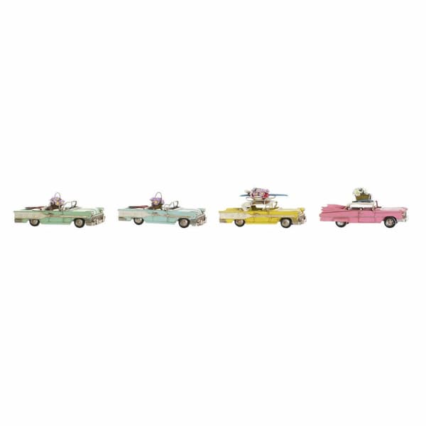 Koristehahmo DKD Home Decor Keltainen Sininen Vihreä Pinkki Auto Vintage 25,8 x 10,5 x 9,5 cm (4 osaa) (4 Kappaletta)