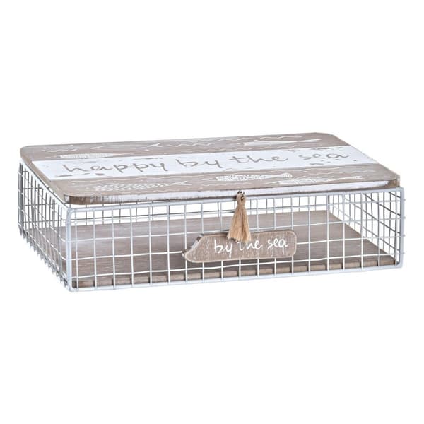 Koristerasia DKD Home Decor Valkoinen Ruskea Puu Metalli Spiraalit Välimeren