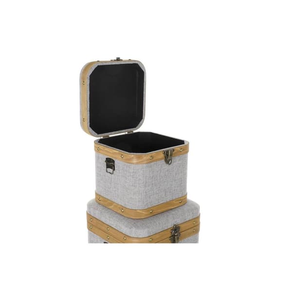 Koristerasiasetti DKD Home Decor Harmaa Puu Polyesteri (3 pcs)
