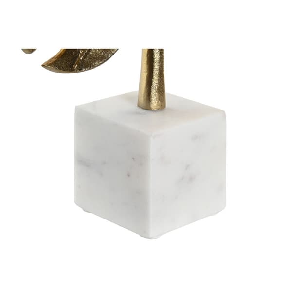 Koristehahmo DKD Home Decor 28 x 7,5 x 47 cm Kullattu Valkoinen Trooppinen Kasvien lehtiä