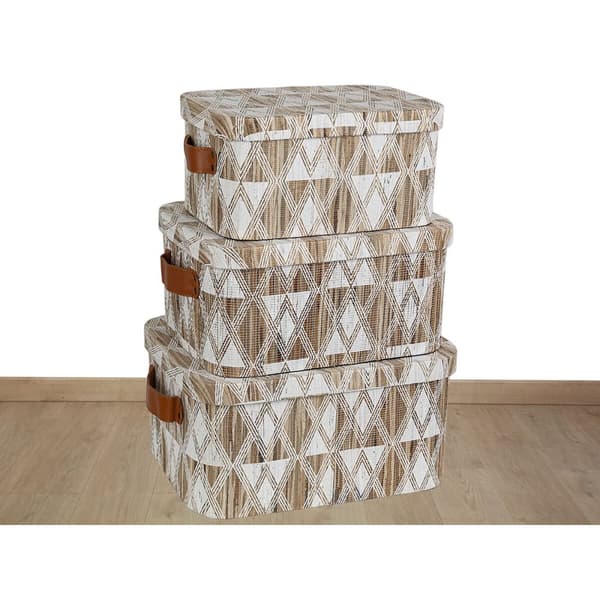 Koristerasiasetti Romimex Valkoinen Beige Luonnonkuitu (3 Kappaletta)