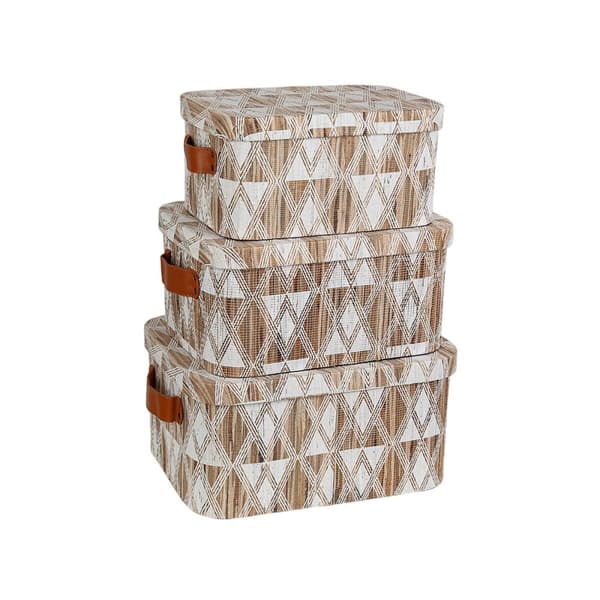 Koristerasiasetti Romimex Valkoinen Beige Luonnonkuitu (3 Kappaletta)