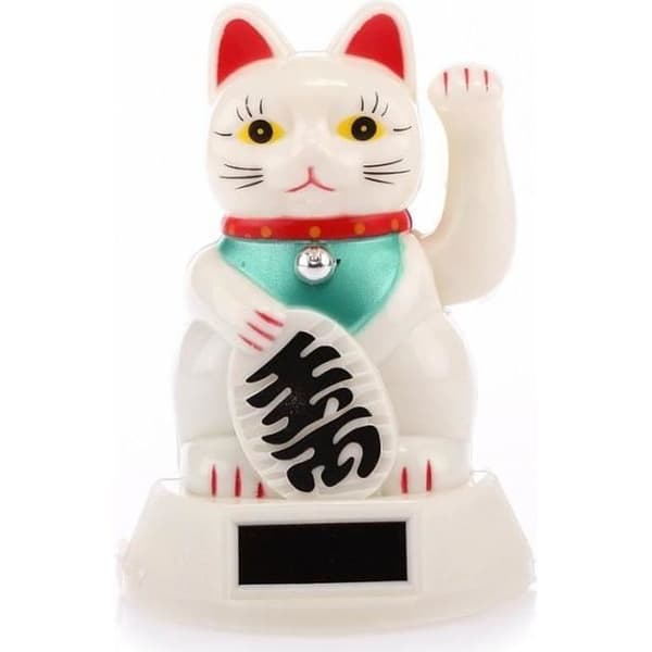 Japanska Maneki Neko Cat - Solar Powered Mobile Arm