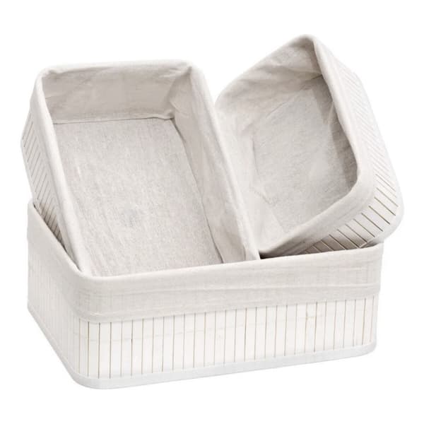 Korgset Confortime Vit Bambu (3 Delar) (6 antal)