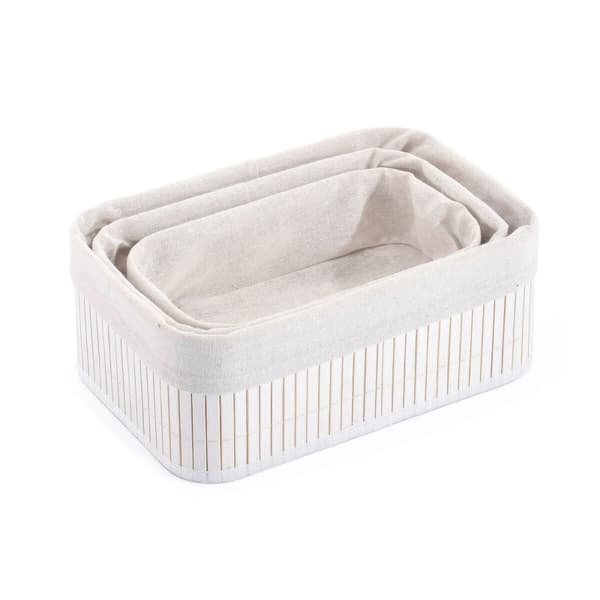 Korgset Confortime Vit Bambu (3 Delar) (6 antal)