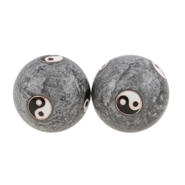 QI GONG HÄLSOBOLAR - Yin Yang Modell - Grå - 40mm