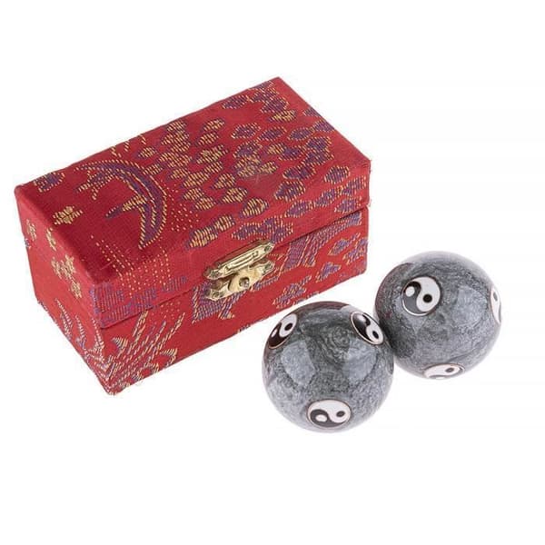 QI GONG HÄLSOBOLAR - Yin Yang Modell - Grå - 40mm