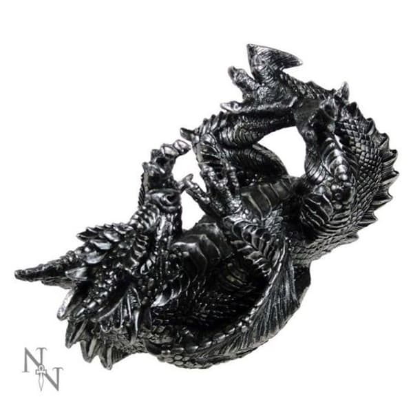 Metallic Silver Dragon Guzzler vinflaskhållare 32cm