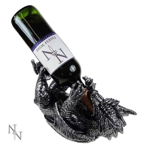 Metallic Silver Dragon Guzzler vinflaskhållare 32cm