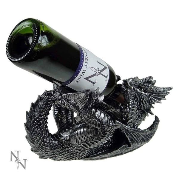 Metallic Silver Dragon Guzzler vinflaskhållare 32cm