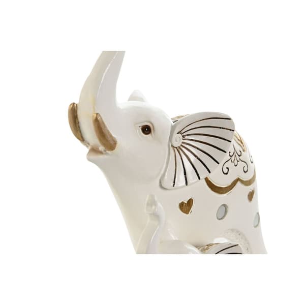 Prydnadsfigur Home ESPRIT Vit Gyllene Elefant Romantisk 11 x 8 x 19 cm