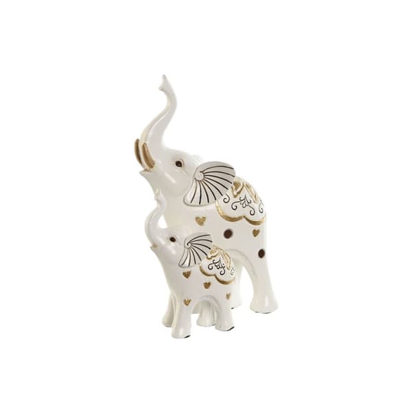 Prydnadsfigur Home ESPRIT Vit Gyllene Elefant Romantisk 11 x 8 x 19 cm