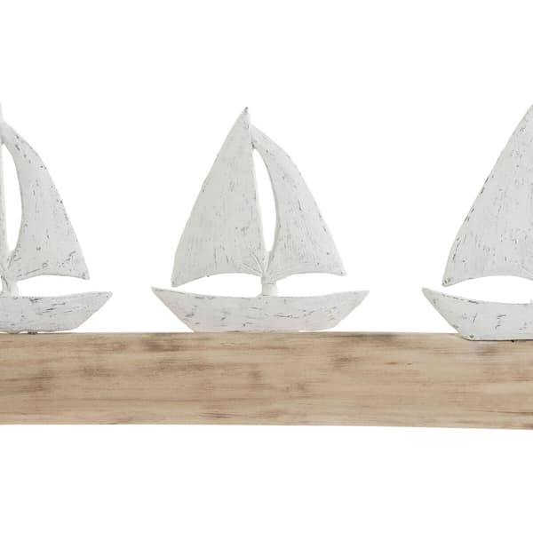 Dekorativ figur Home ESPRIT Hvid Natur Yachts Middelhavet 62 x 8,5 x 25,5 cm