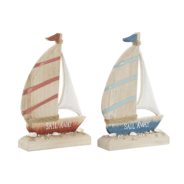 Dekorativ figur Home ESPRIT Blå Rød Natur Stearinlys 15 x 4,5 x 23,5 cm (2 enheder)