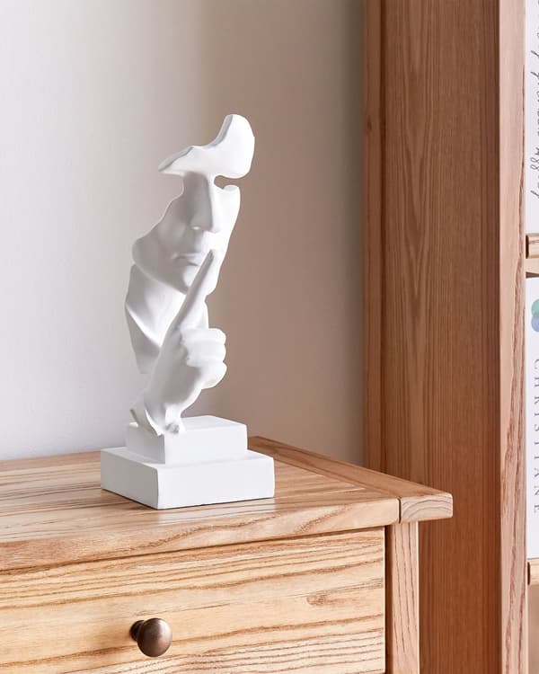 Koriste valkoinen hartsi 11 x 32 x 11 cm kasvot patsas moderni minimalistinen tyyli