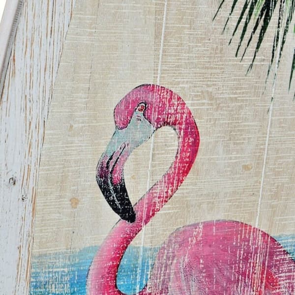 Vægdekoration DKD Home Decor Træ Lyserød flamengo Tropisk