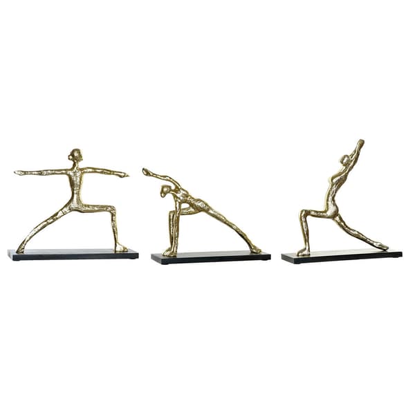 Prydnadsfigur DKD Home Decor 33 x 10 x 35 cm Svart Gyllene Indier Yoga (3 antal)
