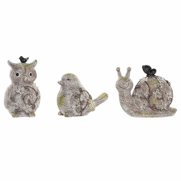 Prydnadsfigur DKD Home Decor Grön Rosa Naturell djur Shabby Chic 20,5 x 10 x 17 cm (3 Delar)