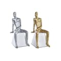 Miniatyrbild 1 av 3: Prydnadsfigur DKD Home Decor 11 x 12 x 28 cm Silvrig Svart Vit Män (2 antal)