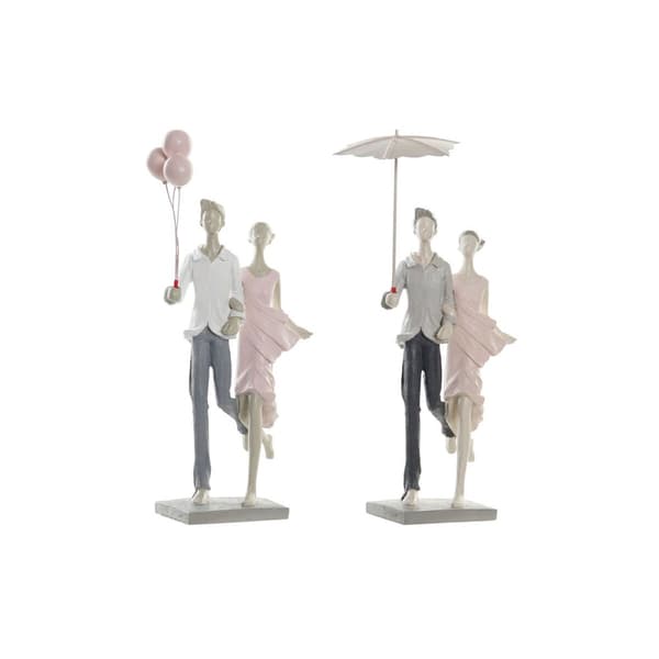 Prydnadsfigur DKD Home Decor Grå Rosa 18 x 10 x 37 cm Par (2 antal)