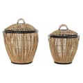 Miniatyrbild 1 av 3: Korgset DKD Home Decor Svart Naturell Metall Rattan 48 x 48 x 55 cm (2 antal)