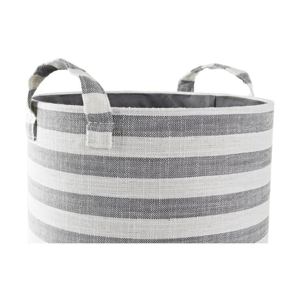 Korg - set DKD Home Decor Grå Ränder Bomull (3 Delar) (35 x 35 x 40 cm)