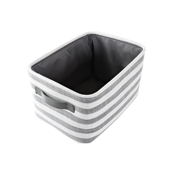 Korg - set DKD Home Decor Grå Ränder Bomull (42 x 32 x 25 cm) (3 Delar)