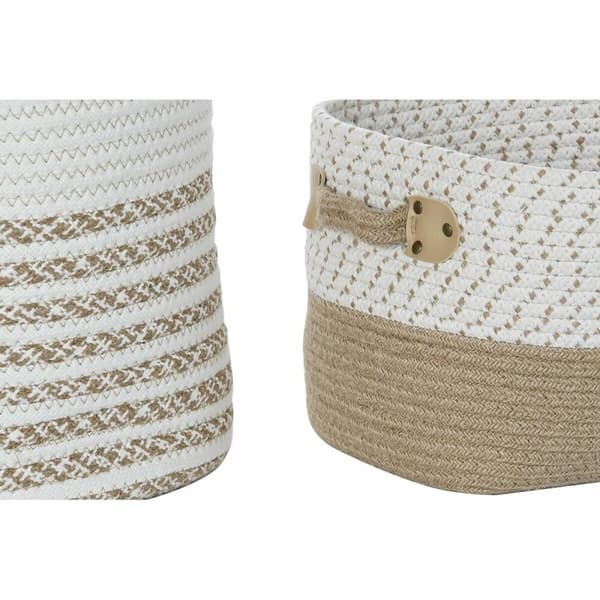 Korg - set DKD Home Decor Vit Bomull Jute (45 x 45 x 54 cm) (6 Delar)